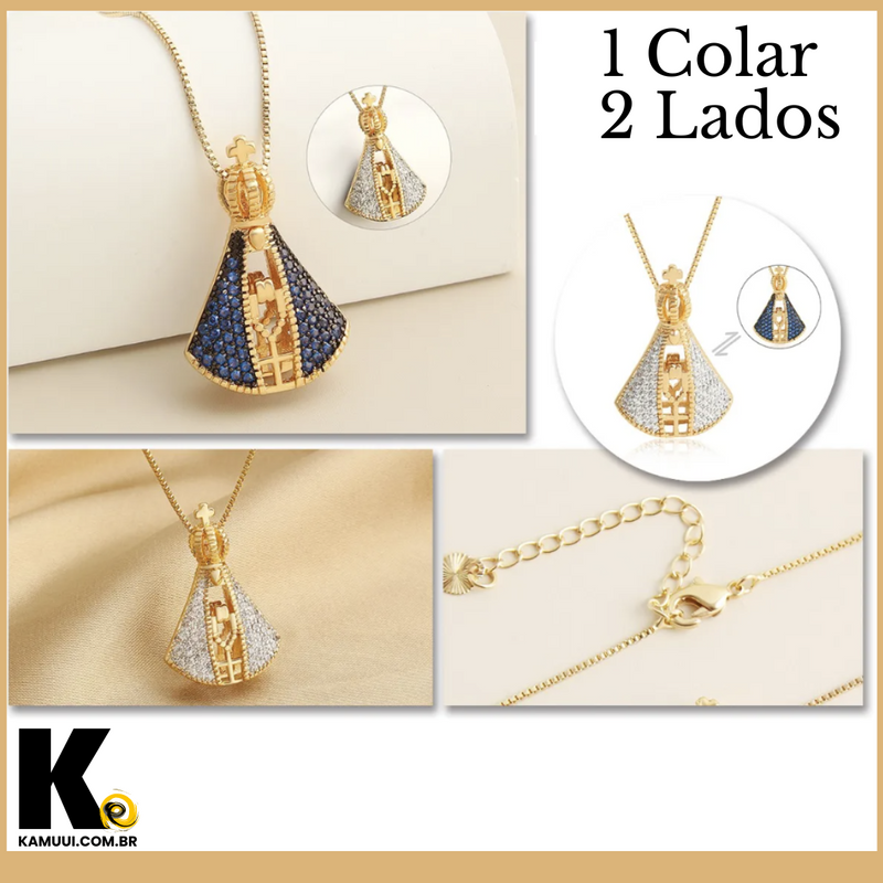 Colar Nossa Senhora Aparecida Dupla Face [Banhado a Ouro 18k]