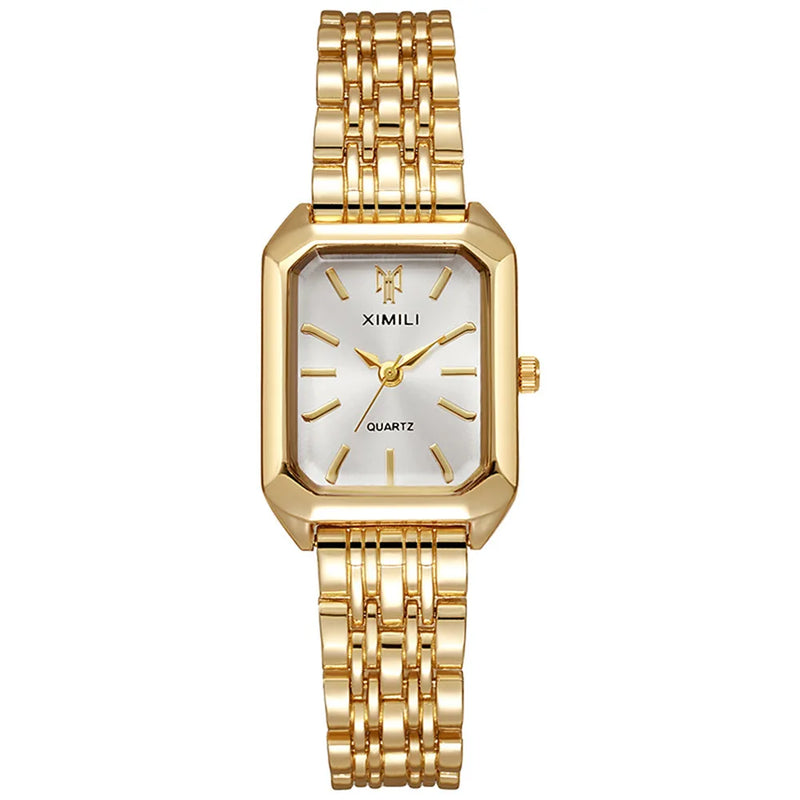 Relógio Feminino Dourado e Prata Retangular Imperial ®