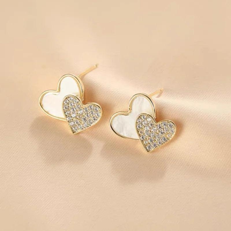 Brincos Double Heart Imperial ® [Banhado a Ouro 18k] - Kamuui ®